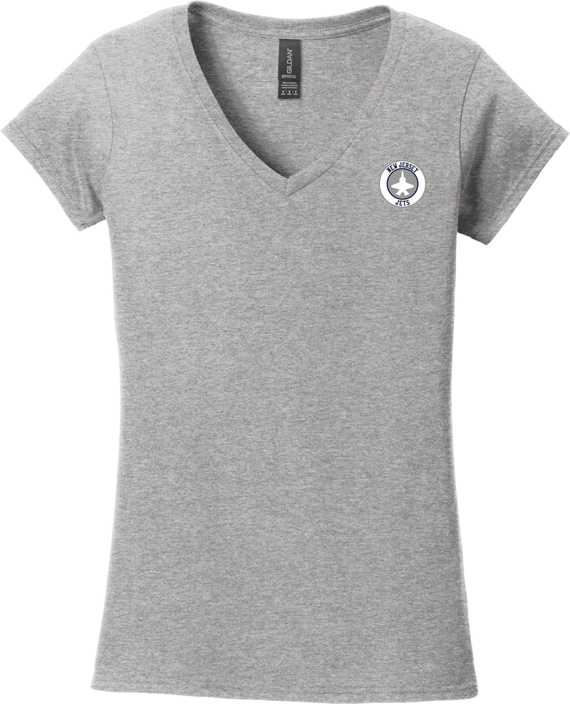 NJ Jets Softstyle Ladies Fit V-Neck T-Shirt