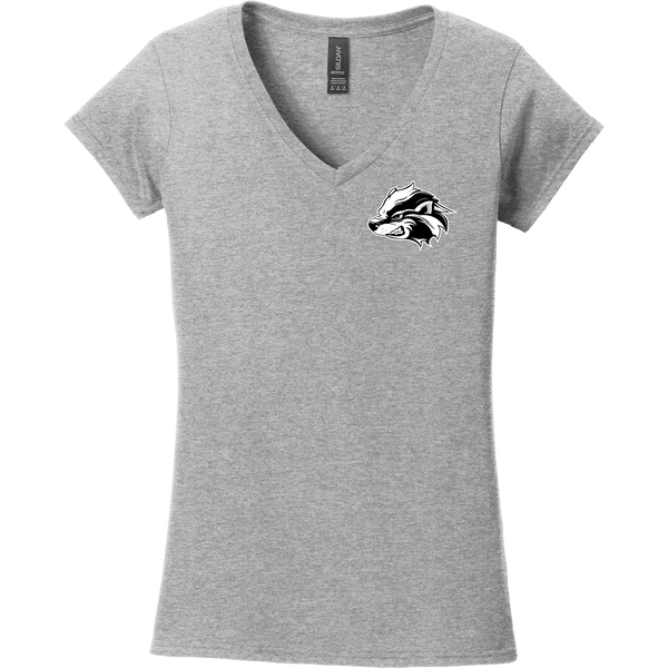 Allegheny Badgers Softstyle Ladies Fit V-Neck T-Shirt