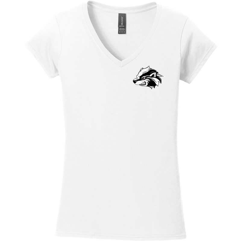 Allegheny Badgers Softstyle Ladies Fit V-Neck T-Shirt