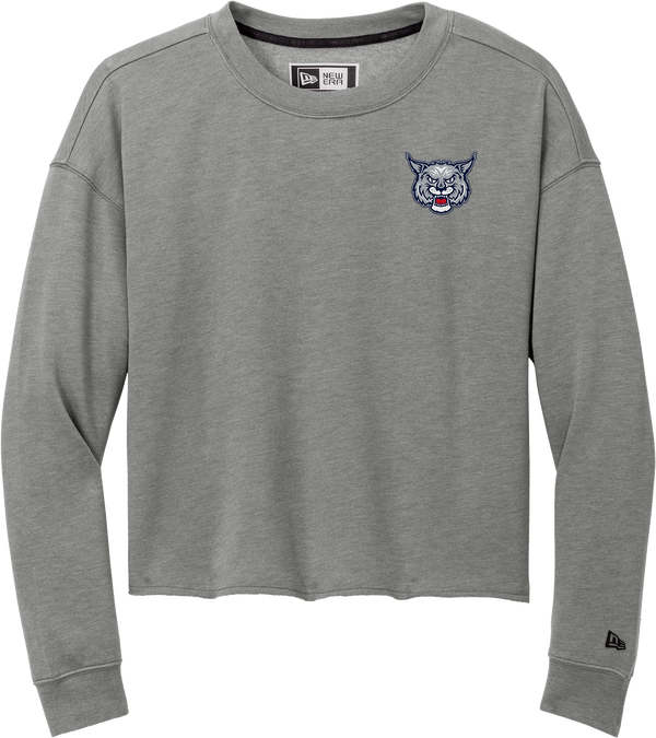 CT Bobcats New Era Ladies Tri-Blend Fleece Crop Crew