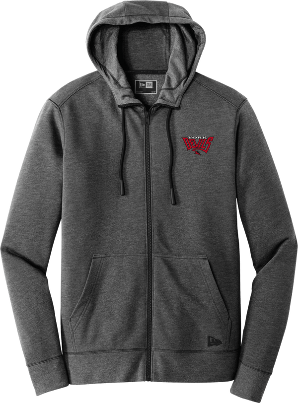 York Devils New Era Tri-Blend Fleece Full-Zip Hoodie